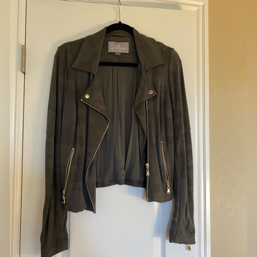 Tart Collections Camo Motorcycle Jacket Gold Hardware